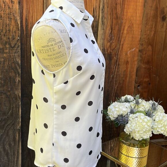 BANANA REPUBLIC SLEEVELESS SPOTTED SHIRT, Size Petie M - Picture 3 of 7